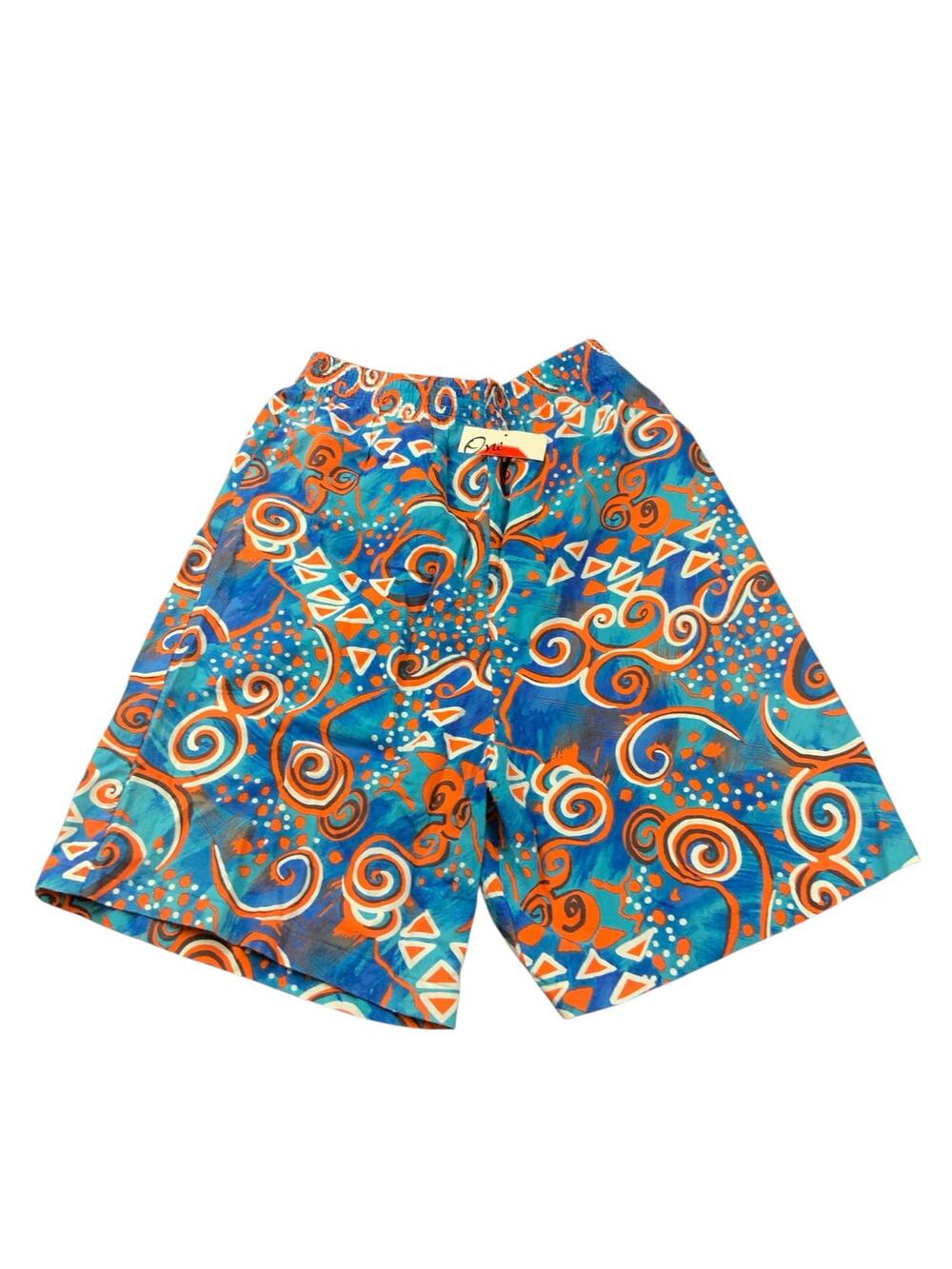 Vintage One Stop USA Abstract Print Rayon Blend High Waist Pull On Shorts L